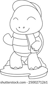 Turtle Scarf Animal Vector Graphic Art Illustration