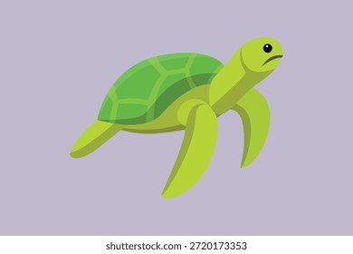 Turtle sea animal. Sea animals Concept. Colored flat vector illustration isolated