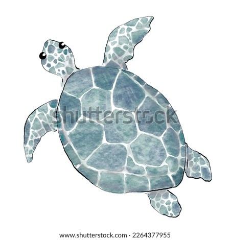 A turtle sea animal ocean watercolor painting style vector isolated on white background