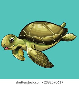 Turtle, Sea animal vector illustration