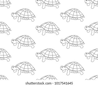 Turtle Seamless on White Background. Vector Illustration.