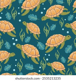 turtle seamless pattern for background, cover, paper, wrapping, etc