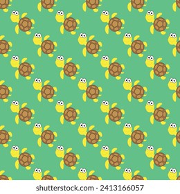 Turtle seamless pattern on light green background