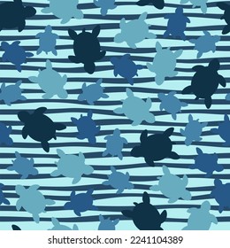 Turtle seamless pattern on strip background. For print, textile, web, home decor, fashion, surface, graphic design