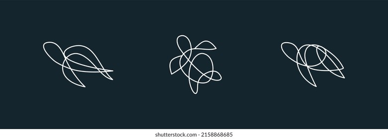 Turtle set logo simple line art vector design