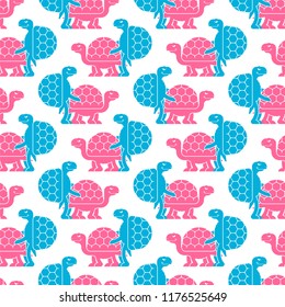 Turtle sex pattern seamless. Tortoise intercourse background. Reptile ornament. Animal reproduction texture