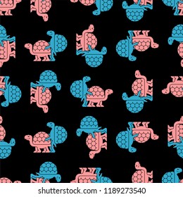 Turtle sex pattern seamless. Tortoise intercourse background. Reptile ornament. Animal reproduction texture
