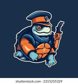 Turtle shape mascot logo for coast guard company
