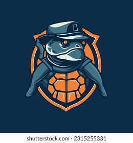Turtle shape mascot logo for coast guard company