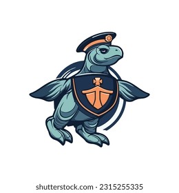 Logo de la mascota de la forma de la tortuga para la compañía de guardacostas