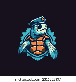Turtle shape mascot logo for coast guard company