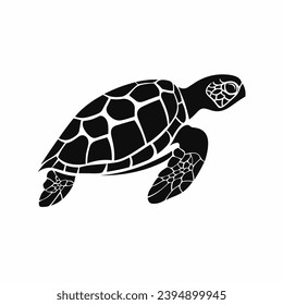 Silueta de tortuga. Icono de tortuga negra en fondo blanco