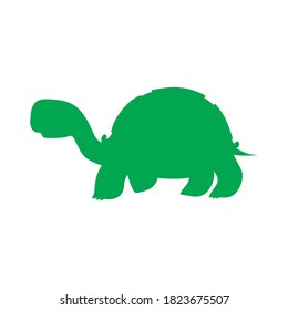 Turtle silhouette of green color, vector illustration
