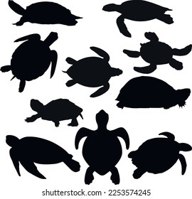 Turtle silhouette icon set, SVG Vector svg