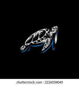 turtle silhouette illustration retro design