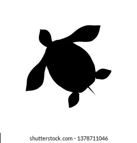 Turtle silhouette isolated black icon. Vector sea amphibian wildlife animal, monochrome tortoise. Marine creature. flat style cartoon reptile, abstract logo