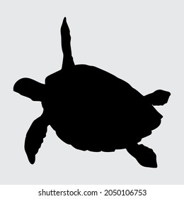 Turtle Silhouette, Turtle Isolated On White Background