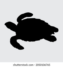 Turtle Silhouette, Turtle Isolated On White Background