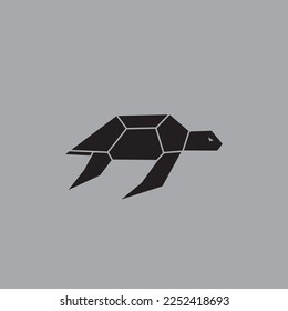 Turtle silhouette logo design in black color.