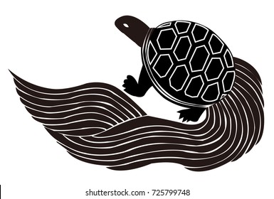 Turtle Silhouette New Year card icon
