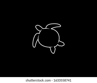Turtle Silhouette on Black Background. Isolated Vector Animal Template for Logo Company, Icon, Symbol etc