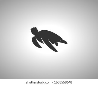 Turtle Silhouette on White Background. Isolated Vector Animal Template for Logo Company, Icon, Symbol etc
