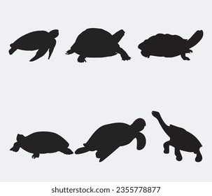 Turtle Silhouette. A set of turtle silhouettes