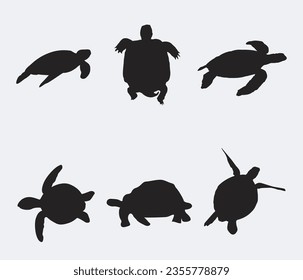 Turtle Silhouette. A set of turtle silhouettes