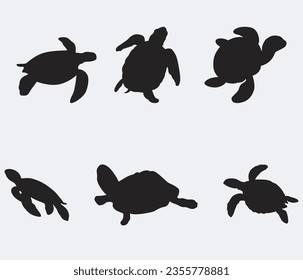 Turtle Silhouette. A set of turtle silhouettes