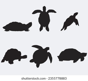Turtle Silhouette. A set of turtle silhouettes