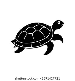 Turtle Silhouette Vector Art Illustration | Minimalist Turtle Black Color Design