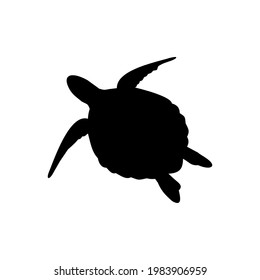 Turtle Silhouette - Vector Flat Design Illustration : Suitable for Animal Theme and Other Graphic Related Assets.