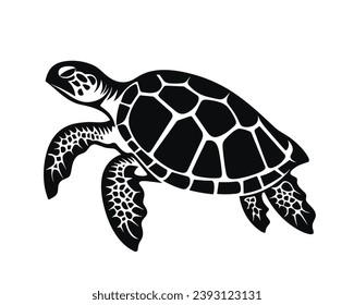 Turtle Silhouette. Turtle Vector Illustration.
