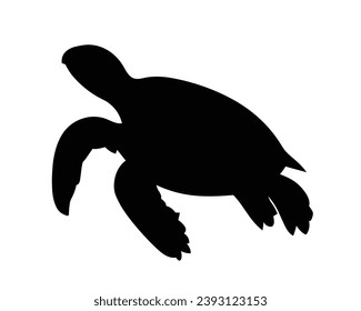 Turtle Silhouette. Turtle Vector Illustration.