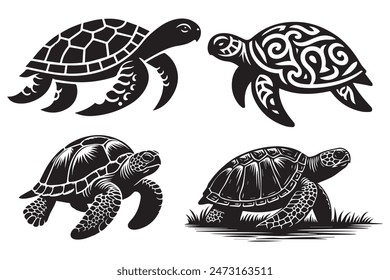 turtle silhouette vector illustration art