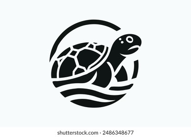 Turtle silhouette vector illustration with white background.