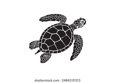 Estilo de Vector de la silueta de la tortuga con fondo blanco