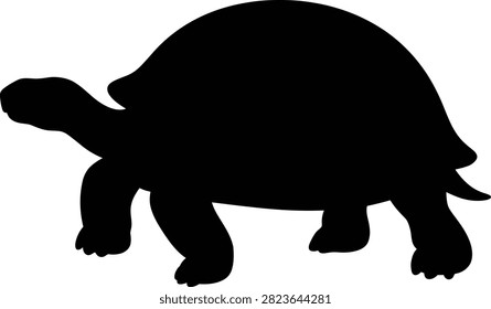 Turtle silhouette, walking, persistent, nature, transparent background.