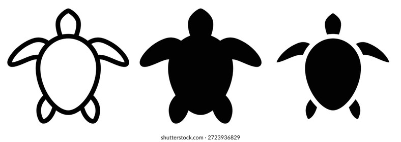 Silhuetas de tartaruga em diferentes tons de preto e branco, Silhueta de tartaruga Design Coleção vetor Ilustração, ícone de tartaruga simples ilustração, logotipo de silhueta de tartaruga