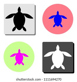Turtle. simple flat vector icon illustration on four different color backgrounds