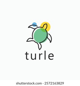 Turtle simple linear logo with highlight color. Modern turtle icon symbol logo
