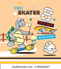 Turtle Skater Vector Illustration