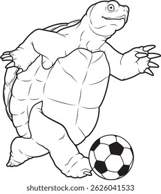 Turtle Soccer player Soccer Animal Vector Graphic Art Illustration