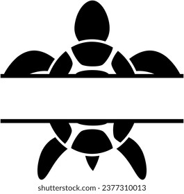 Turtle Split Monogram Turtle Black Silhouette Vector Design