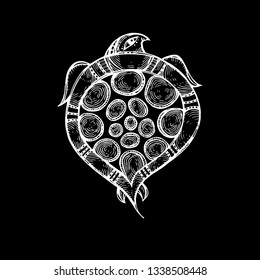 Turtle. A squad of reptiles. Vector illustration. A symbol of longevity and endurance. Tattoo or print on Souvenirs, fabric. Decorative stylized pattern. Coloring.
