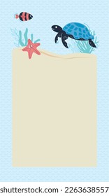 turtle and starfish swiming scene