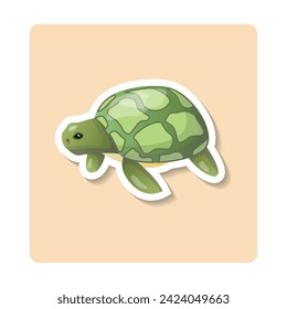 Turtle sticker illustration. Animal, shell, paws, head. Editable vector graphic design.