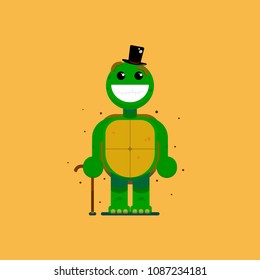 Turtle in the style of flat . Vector illustration.