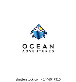 Turtle sun adventure logo design vector icon illustration inspiration