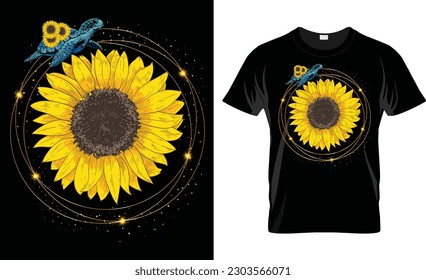 Turtle Sunflower Turtle T Shirt Design